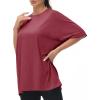 imageTHE GYM PEOPLE Womens Casual Oversized TShirts Summer Crewneck Short Sleeve Workout Basic Tee TopsWine Red