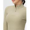 imageTHE GYM PEOPLE Womens Half Zip Golf Workout Shirts Long Sleeve Soft Warm Yoga Athletic Pullover Sweatshirts with Thumb HoleApricot Heather