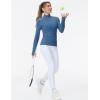 imageTHE GYM PEOPLE Womens Half Zip Golf Workout Shirts Long Sleeve Soft Warm Yoga Athletic Pullover Sweatshirts with Thumb HoleBlue Heather