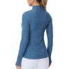 imageTHE GYM PEOPLE Womens Half Zip Golf Workout Shirts Long Sleeve Soft Warm Yoga Athletic Pullover Sweatshirts with Thumb HoleBlue Heather