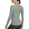 imageTHE GYM PEOPLE Womens Half Zip Golf Workout Shirts Long Sleeve Soft Warm Yoga Athletic Pullover Sweatshirts with Thumb HoleGrey Green Heather