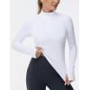 imageTHE GYM PEOPLE Womens Half Zip Golf Workout Shirts Long Sleeve Soft Warm Yoga Athletic Pullover Sweatshirts with Thumb HoleWhite