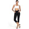 imageTHE GYM PEOPLE Womens High Waisted Stretchy Capri Jeggings Pants Tummy Control Pull on Skinny Jean Leggings with PocketsBlack