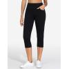 imageTHE GYM PEOPLE Womens High Waisted Stretchy Capri Jeggings Pants Tummy Control Pull on Skinny Jean Leggings with PocketsBlack