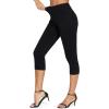 imageTHE GYM PEOPLE Womens High Waisted Stretchy Capri Jeggings Pants Tummy Control Pull on Skinny Jean Leggings with PocketsBlack