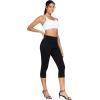 imageTHE GYM PEOPLE Womens High Waisted Stretchy Capri Jeggings Pants Tummy Control Pull on Skinny Jean Leggings with PocketsBlack