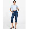 imageTHE GYM PEOPLE Womens High Waisted Stretchy Capri Jeggings Pants Tummy Control Pull on Skinny Jean Leggings with PocketsDark Blue