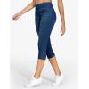 imageTHE GYM PEOPLE Womens High Waisted Stretchy Capri Jeggings Pants Tummy Control Pull on Skinny Jean Leggings with PocketsDark Blue