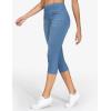 imageTHE GYM PEOPLE Womens High Waisted Stretchy Capri Jeggings Pants Tummy Control Pull on Skinny Jean Leggings with PocketsDenim Blue