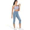 imageTHE GYM PEOPLE Womens High Waisted Stretchy Capri Jeggings Pants Tummy Control Pull on Skinny Jean Leggings with PocketsDenim Light Blue
