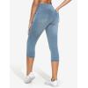 imageTHE GYM PEOPLE Womens High Waisted Stretchy Capri Jeggings Pants Tummy Control Pull on Skinny Jean Leggings with PocketsDenim Light Blue