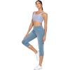 imageTHE GYM PEOPLE Womens High Waisted Stretchy Capri Jeggings Pants Tummy Control Pull on Skinny Jean Leggings with PocketsDenim Light Blue