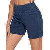 imageTHE GYM PEOPLE Womens High Waisted Stretchy Jean Shorts Summer Skinny Denim Shorts with PocketsDark Blue