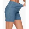 imageTHE GYM PEOPLE Womens High Waisted Stretchy Jean Shorts Summer Skinny Denim Shorts with PocketsDenim Blue