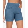 imageTHE GYM PEOPLE Womens High Waisted Stretchy Jean Shorts Summer Skinny Denim Shorts with PocketsDenim Blue