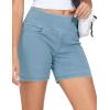 imageTHE GYM PEOPLE Womens High Waisted Stretchy Jean Shorts Summer Skinny Denim Shorts with PocketsLight Blue