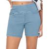 imageTHE GYM PEOPLE Womens High Waisted Stretchy Jean Shorts Summer Skinny Denim Shorts with PocketsLight Blue