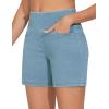 imageTHE GYM PEOPLE Womens High Waisted Stretchy Jean Shorts Summer Skinny Denim Shorts with PocketsLight Blue