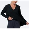 imageTHE GYM PEOPLE Womens Long Sleeve Workout Shirts Loose Fit VNeck Running TShirts TopsBlack