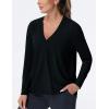 imageTHE GYM PEOPLE Womens Long Sleeve Workout Shirts Loose Fit VNeck Running TShirts TopsBlack