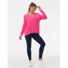imageTHE GYM PEOPLE Womens Long Sleeve Workout Shirts Loose Fit VNeck Running TShirts TopsBright Pink