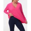 imageTHE GYM PEOPLE Womens Long Sleeve Workout Shirts Loose Fit VNeck Running TShirts TopsBright Pink