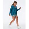 imageTHE GYM PEOPLE Womens Long Sleeve Workout Shirts Loose Fit VNeck Running TShirts TopsDark Blue Green