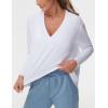imageTHE GYM PEOPLE Womens Long Sleeve Workout Shirts Loose Fit VNeck Running TShirts TopsWhite