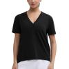 imageTHE GYM PEOPLE Womens Loose Fit Workout TShirts V Neck Short Sleeve Running Yoga Lounge Tee TopsBlack