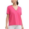 imageTHE GYM PEOPLE Womens Loose Fit Workout TShirts V Neck Short Sleeve Running Yoga Lounge Tee TopsBright Pink
