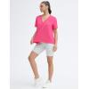 imageTHE GYM PEOPLE Womens Loose Fit Workout TShirts V Neck Short Sleeve Running Yoga Lounge Tee TopsBright Pink