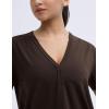 imageTHE GYM PEOPLE Womens Loose Fit Workout TShirts V Neck Short Sleeve Running Yoga Lounge Tee TopsBrown