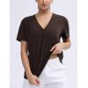 imageTHE GYM PEOPLE Womens Loose Fit Workout TShirts V Neck Short Sleeve Running Yoga Lounge Tee TopsBrown