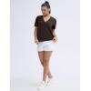 imageTHE GYM PEOPLE Womens Loose Fit Workout TShirts V Neck Short Sleeve Running Yoga Lounge Tee TopsBrown