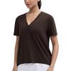 imageTHE GYM PEOPLE Womens Loose Fit Workout TShirts V Neck Short Sleeve Running Yoga Lounge Tee TopsBrown