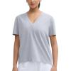 imageTHE GYM PEOPLE Womens Loose Fit Workout TShirts V Neck Short Sleeve Running Yoga Lounge Tee TopsHeather Grey