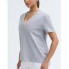 imageTHE GYM PEOPLE Womens Loose Fit Workout TShirts V Neck Short Sleeve Running Yoga Lounge Tee TopsHeather Grey