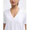 imageTHE GYM PEOPLE Womens Loose Fit Workout TShirts V Neck Short Sleeve Running Yoga Lounge Tee TopsWhite