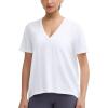 imageTHE GYM PEOPLE Womens Loose Fit Workout TShirts V Neck Short Sleeve Running Yoga Lounge Tee TopsWhite