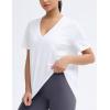 imageTHE GYM PEOPLE Womens Loose Fit Workout TShirts V Neck Short Sleeve Running Yoga Lounge Tee TopsWhite