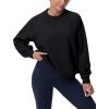 imageTHE GYM PEOPLE Womens Oversized Fleece Sweatshirts Loose Fit Crewneck Long Sleeve Pullover TopsBlack
