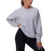 imageTHE GYM PEOPLE Womens Oversized Fleece Sweatshirts Loose Fit Crewneck Long Sleeve Pullover TopsGrey