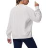 imageTHE GYM PEOPLE Womens Oversized Fleece Sweatshirts Loose Fit Crewneck Long Sleeve Pullover TopsHeather White