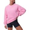 imageTHE GYM PEOPLE Womens Oversized Fleece Sweatshirts Loose Fit Crewneck Long Sleeve Pullover TopsPink