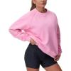 imageTHE GYM PEOPLE Womens Oversized Fleece Sweatshirts Loose Fit Crewneck Long Sleeve Pullover TopsPink