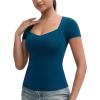 imageTHE GYM PEOPLE Womens Scoop Neck T Shirts Short Sleeve Slim Fit Workout Cool Tee TopsDark Blue Green