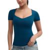 imageTHE GYM PEOPLE Womens Scoop Neck T Shirts Short Sleeve Slim Fit Workout Cool Tee TopsDark Blue Green
