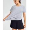 imageTHE GYM PEOPLE Womens Short Sleeve Workout Shirts Breathable Yoga TShirts with Side Slits Athletic Tee TopsHeather Grey