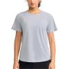 imageTHE GYM PEOPLE Womens Short Sleeve Workout Shirts Breathable Yoga TShirts with Side Slits Athletic Tee TopsHeather Grey