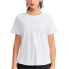 imageTHE GYM PEOPLE Womens Short Sleeve Workout Shirts Breathable Yoga TShirts with Side Slits Athletic Tee TopsHeather White